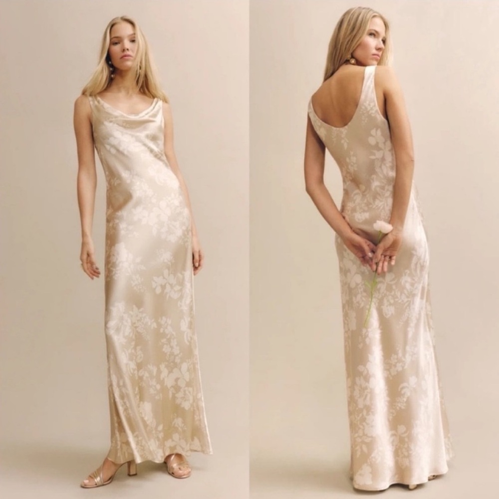 Reformation Cream Floral Maxi Dress